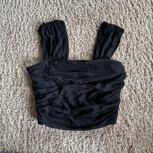 SHEIN Black Ruched Crop Top